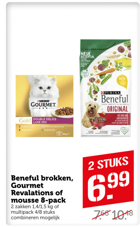 Gourmet kattenvoer, folder aanbieding Coop -