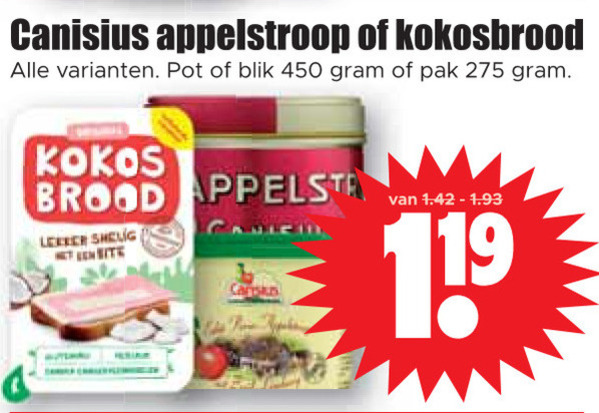 Canisius   appelstroop, kokosbrood folder aanbieding bij  Dirk - details