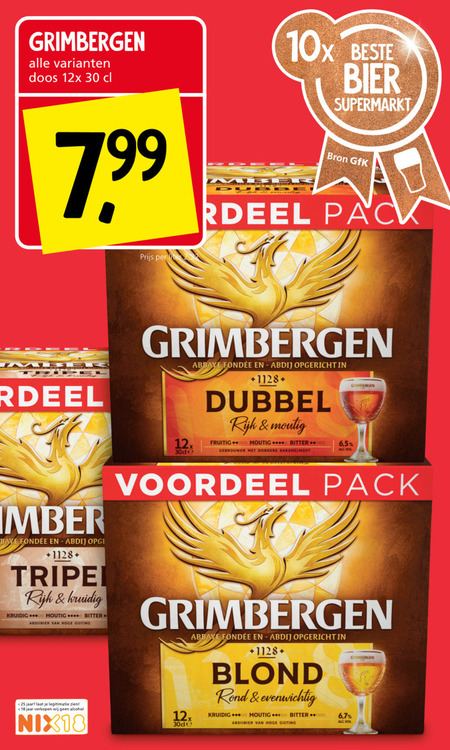 Grimbergen   speciaalbier folder aanbieding bij  Jan Linders - details