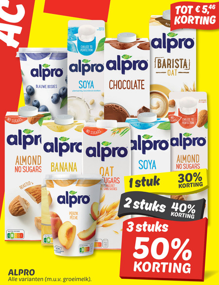 Alpro   soja melk folder aanbieding bij  Dekamarkt - details