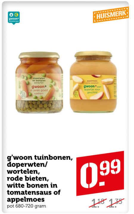 Gwoon   appelmoes, groenteconserven folder aanbieding bij  Coop - details