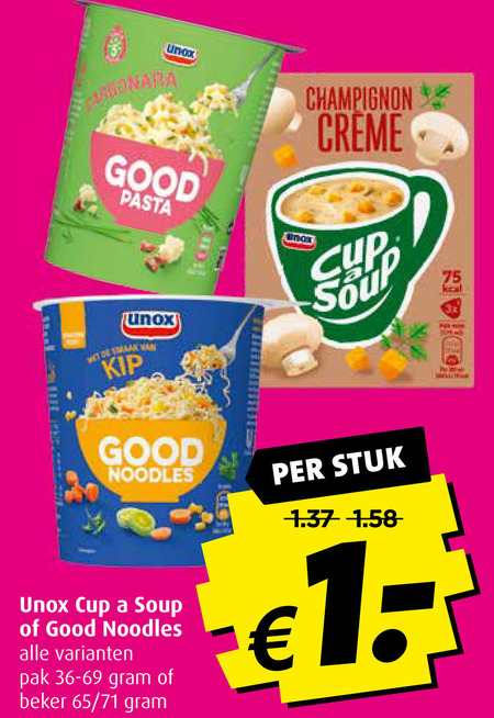 Unox   soep, noodles folder aanbieding bij  Boni - details