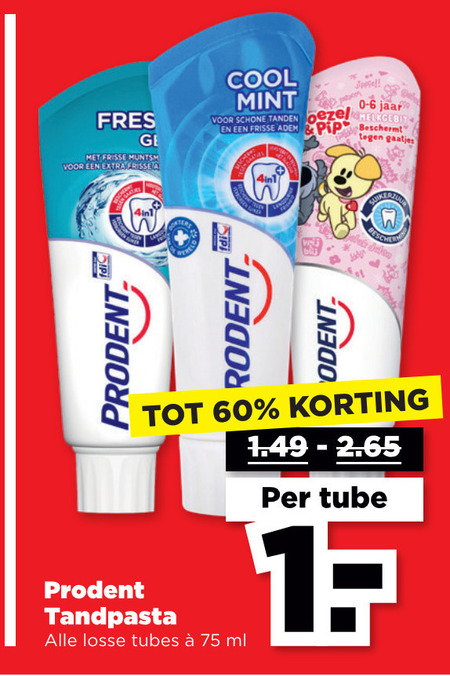 Prodent   tandpasta folder aanbieding bij  Plus - details