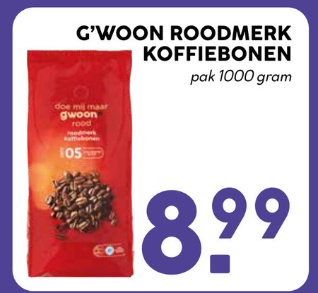 Gwoon   koffiebonen folder aanbieding bij  Boons Markt - details