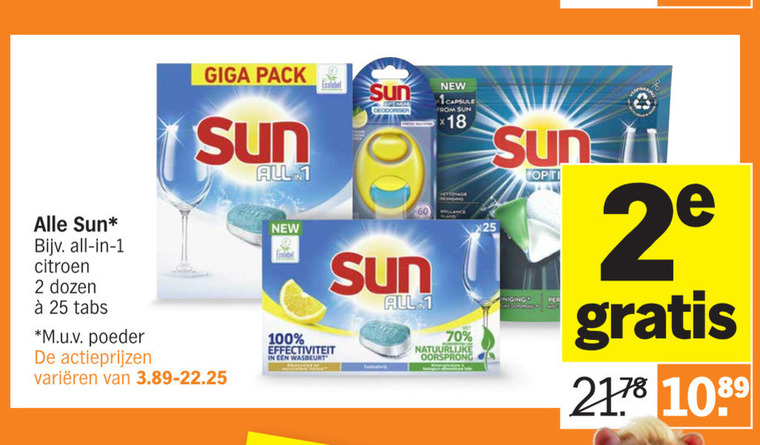 Sun   vaatwasmiddel folder aanbieding bij  Albert Heijn - details