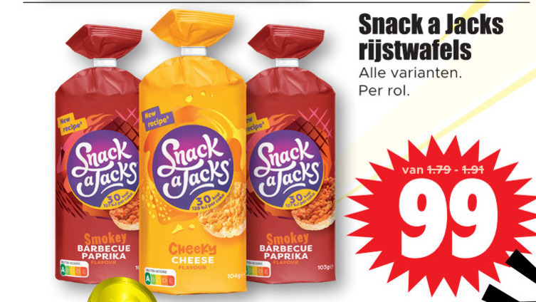 Snack a Jacks   rijstwafels folder aanbieding bij  Dirk - details