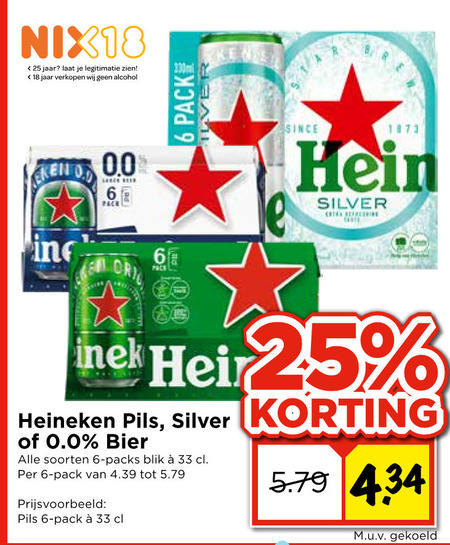 Heineken Silver   blikje bier folder aanbieding bij  Vomar - details