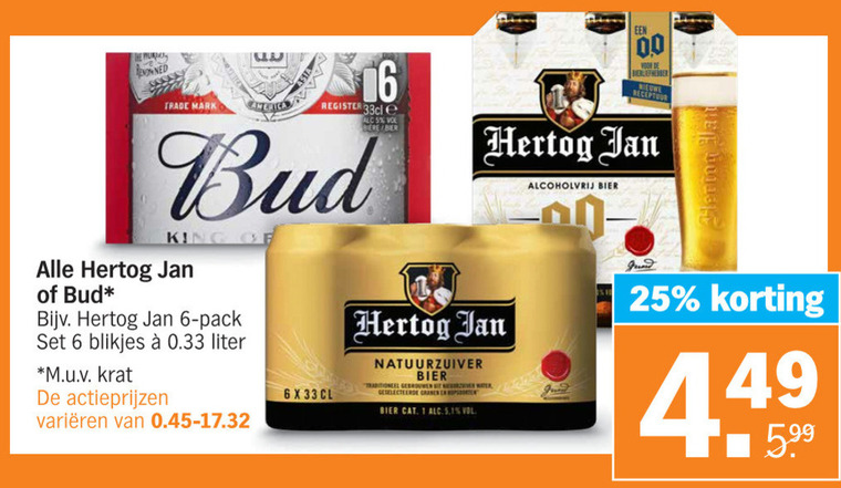 Hertog Jan   blikje bier folder aanbieding bij  Albert Heijn - details