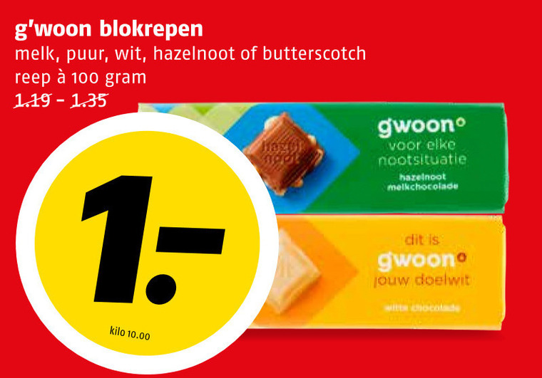 Gwoon   chocolade folder aanbieding bij  Poiesz - details