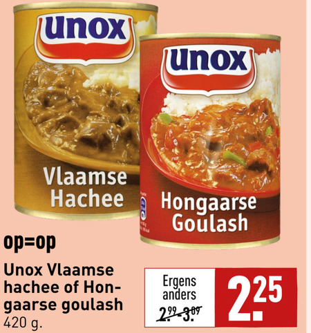 Unox   goulashvlees, hacheevlees folder aanbieding bij  Aldi - details