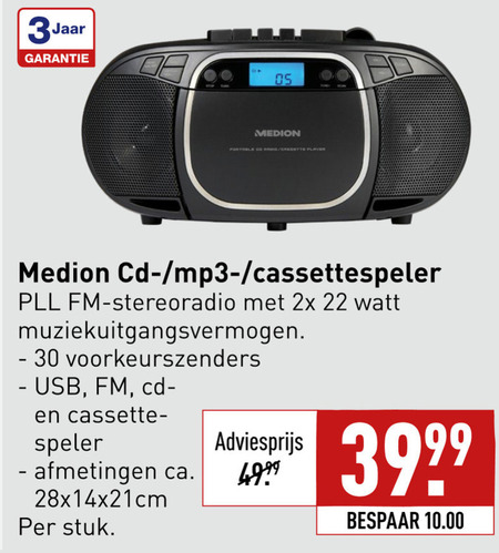 Rusteloosheid Verspilling Naar boven radio cd speler, cassettespeler folder aanbieding bij Aldi - details