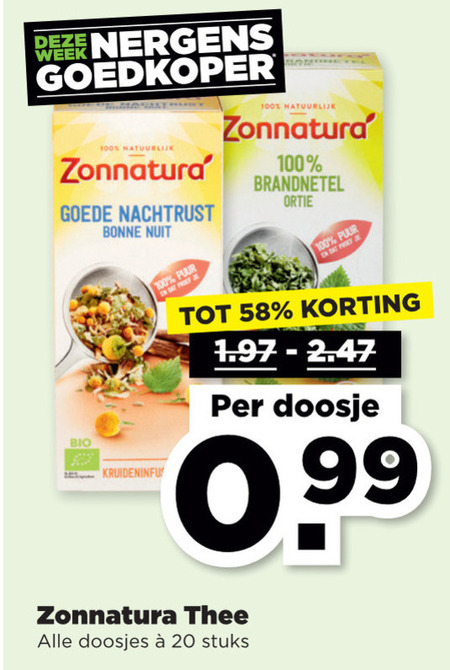 Zonnatura   thee folder aanbieding bij  Plus - details