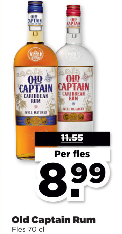 Old Captain   rum folder aanbieding bij  Plus - details