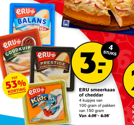 Eru   smeerkaas, cheddar folder aanbieding bij  Hoogvliet - details