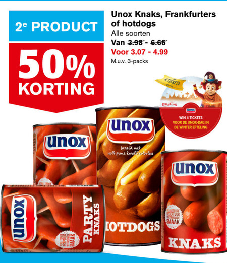 Unox   knakworst folder aanbieding bij  Hoogvliet - details