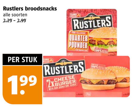 Rustler   hamburger broodje folder aanbieding bij  Poiesz - details