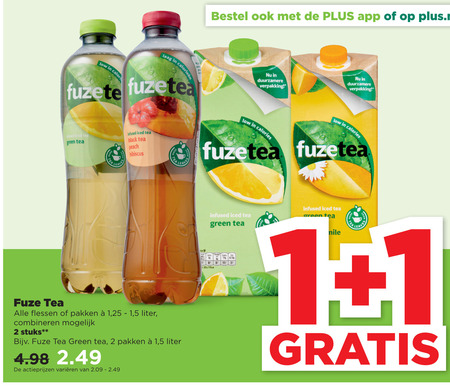 Fuze Tea   ice tea folder aanbieding bij  Plus - details