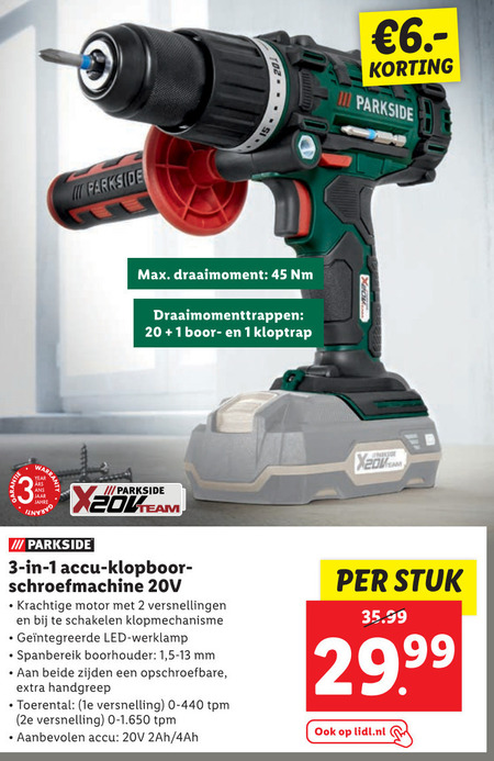 Doordringen majoor Besnoeiing Parkside accuboormachine folder aanbieding bij Lidl - details