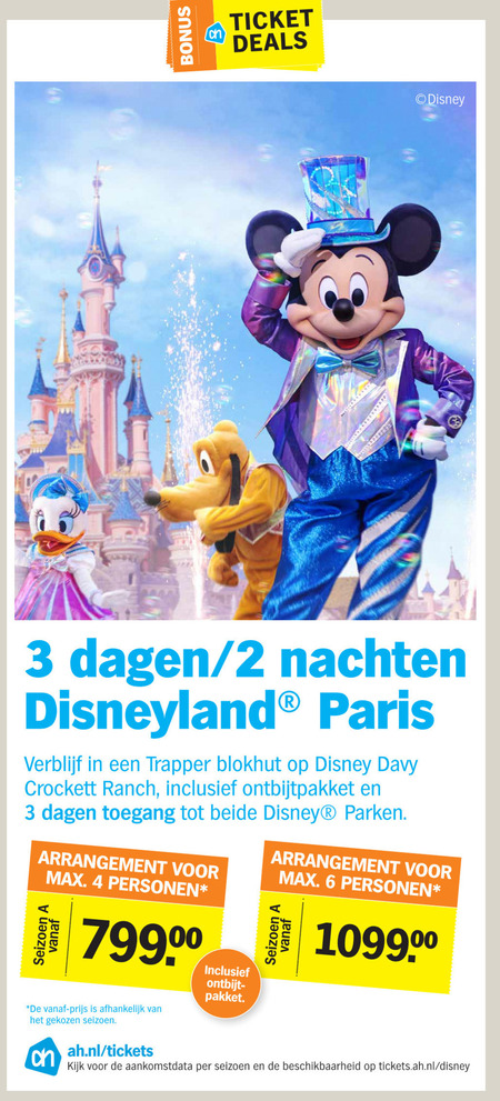 matig afdrijven Duplicaat Disneyland Parijs vakantie, attraktie folder aanbieding bij Albert Heijn -  details