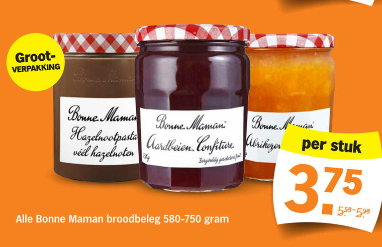 Bonne Maman   hazelnootpasta, jam folder aanbieding bij  Albert Heijn - details