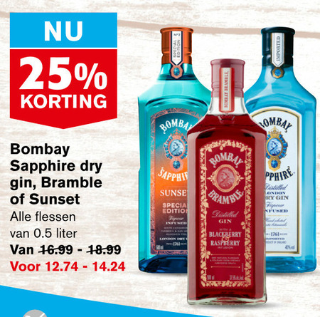 Bombay Sapphire   gin folder aanbieding bij  Hoogvliet - details