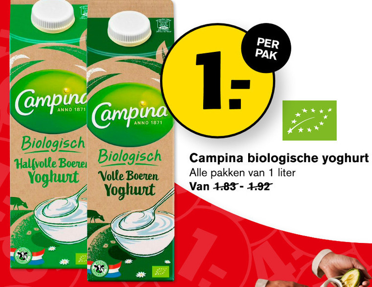 Campina   yoghurt folder aanbieding bij  Hoogvliet - details