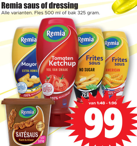 Remia   tomatenketchup, dressing folder aanbieding bij  Dirk - details