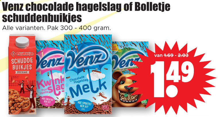 Venz hagelslag folder aanbieding bij Dirk - details