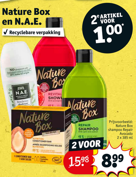 Wieg Gevestigde theorie Gesprekelijk Nature Box shampoo, conditioner folder aanbieding bij Kruidvat - details