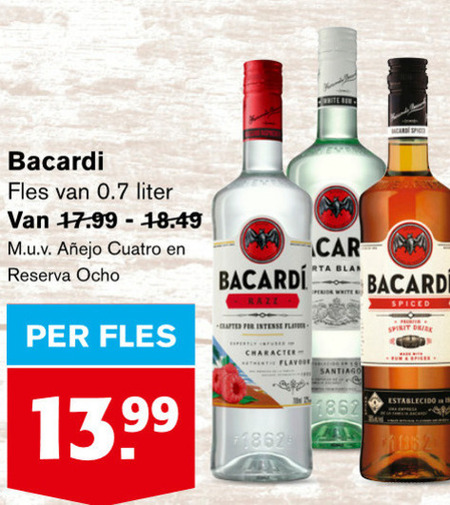 Bacardi rum folder aanbieding bij Hoogvliet - details