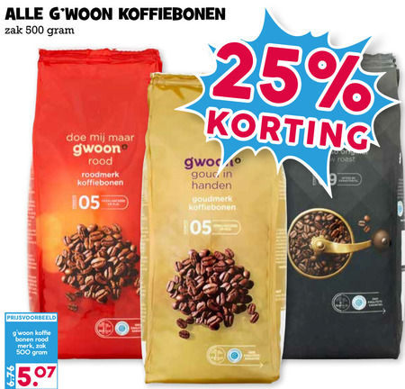 Gwoon   koffiebonen folder aanbieding bij  Boons Markt - details