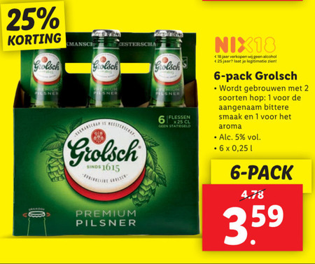 Grolsch   flesje bier folder aanbieding bij  Lidl - details