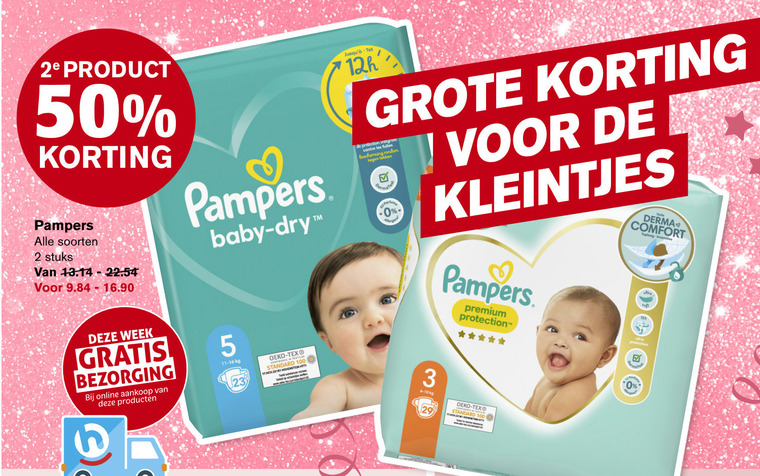 Pampers   luiers folder aanbieding bij  Hoogvliet - details