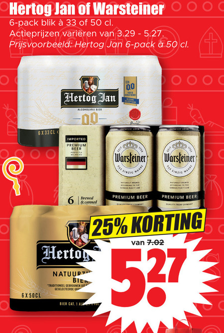 Warsteiner   blikje bier folder aanbieding bij  Dirk - details