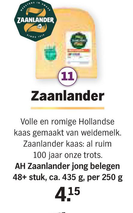 Zaanlander   kaas folder aanbieding bij  Albert Heijn - details