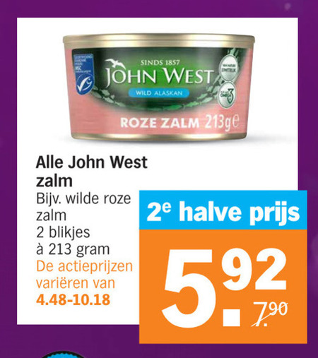 John West   zalm in blik folder aanbieding bij  Albert Heijn - details