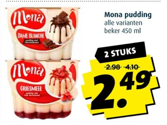 Mona   pudding folder aanbieding bij  Boni - details