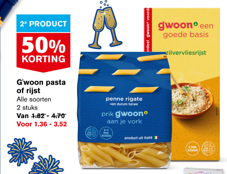 Gwoon   rijst, pasta folder aanbieding bij  Hoogvliet - details