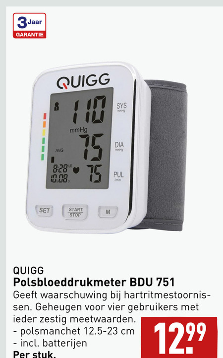 Observatorium Haarvaten Gunst Quigg bloeddrukmeter folder aanbieding bij Aldi - details