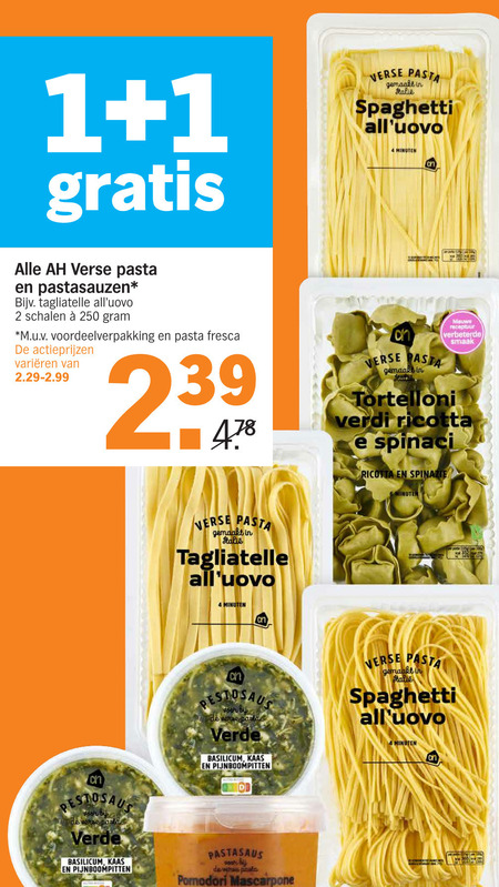 Albert Heijn Huismerk   tortellini, pastasaus folder aanbieding bij  Albert Heijn - details