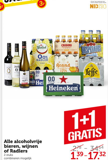 Heineken 0.0   krat bier, blikje bier folder aanbieding bij  Coop - details