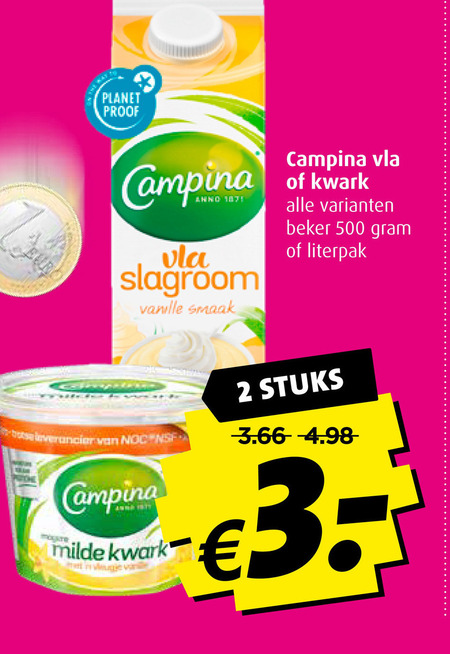 Campina   kwark, vla folder aanbieding bij  Boni - details