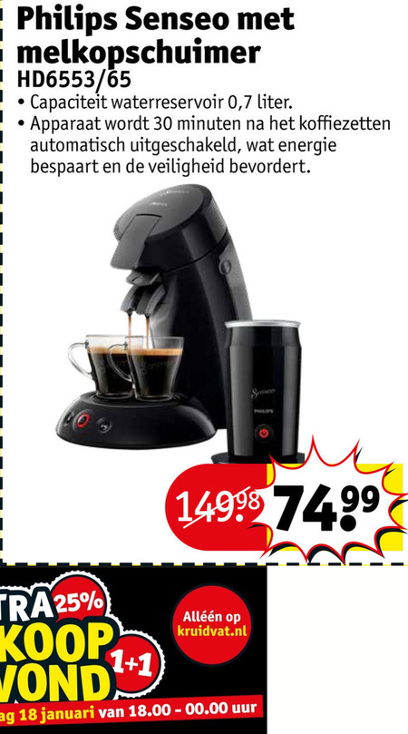 logica onze Kloppen Philips koffiepadmachine folder aanbieding bij Kruidvat - details