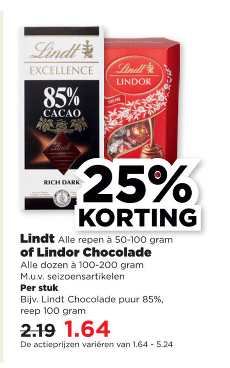 Lindt   chocolade folder aanbieding bij  Plus - details