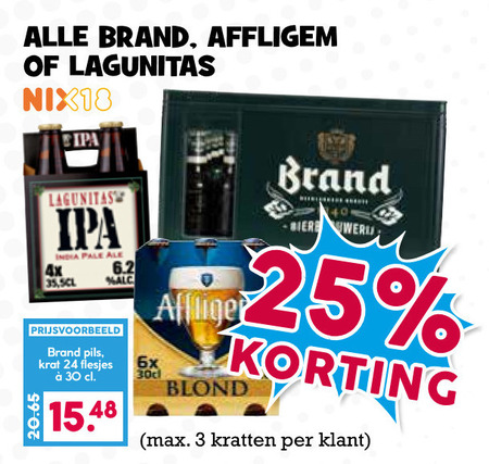 Brand   krat bier, blikje bier folder aanbieding bij  Boons Markt - details