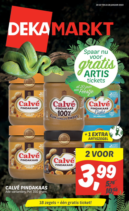 Calve   pindakaas folder aanbieding bij  Dekamarkt - details