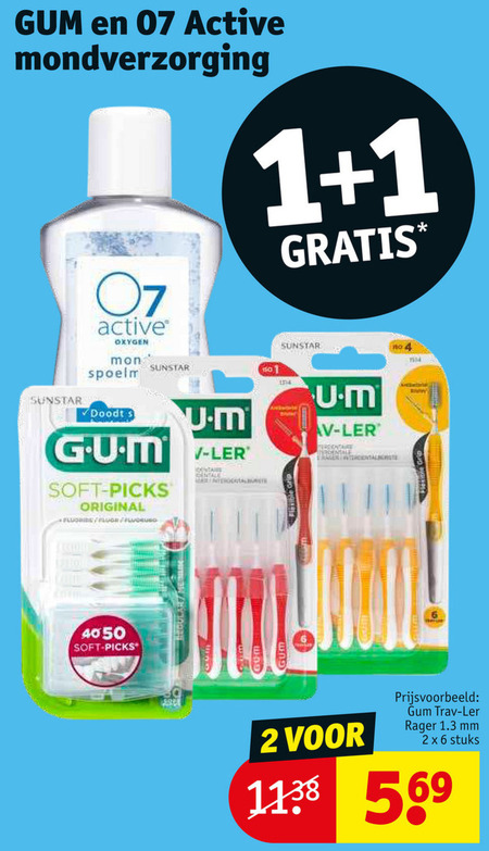 G.U.M. mondwater, tandenstokers folder aanbieding bij - details