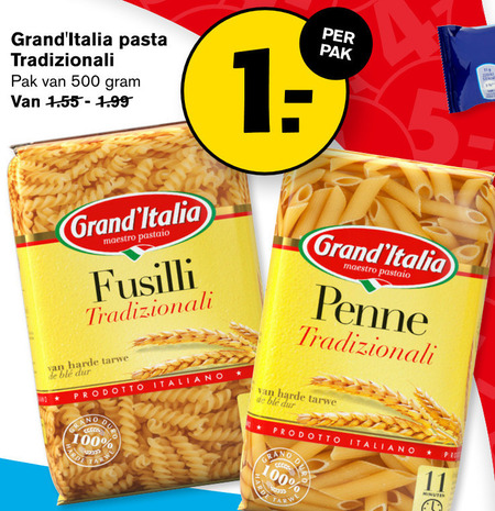 Grand Italia   fusilli, pasta folder aanbieding bij  Hoogvliet - details