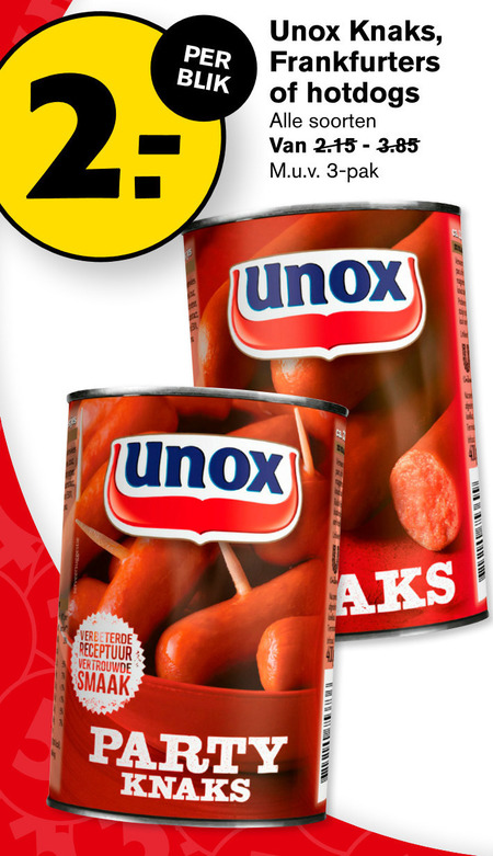 Unox   knakworst folder aanbieding bij  Hoogvliet - details