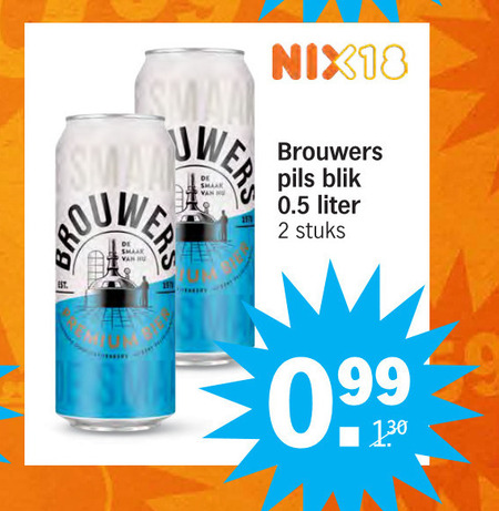 Brouwers   blikje bier folder aanbieding bij  Albert Heijn - details